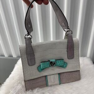 Structured Modern Guess Handbag - Teal, Cream and Gray‎ - Bow Adorable